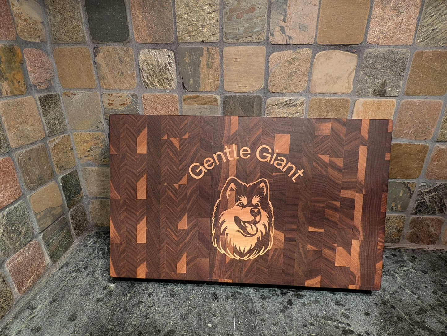 Walnut End Grain Cutting Board with Customizable Dog Inlay