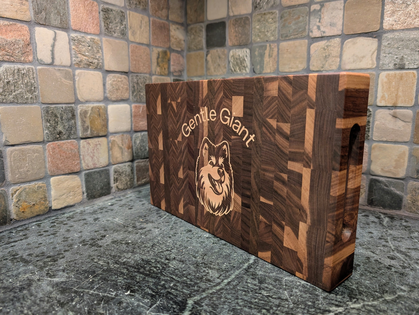 Walnut End Grain Cutting Board with Customizable Dog Inlay
