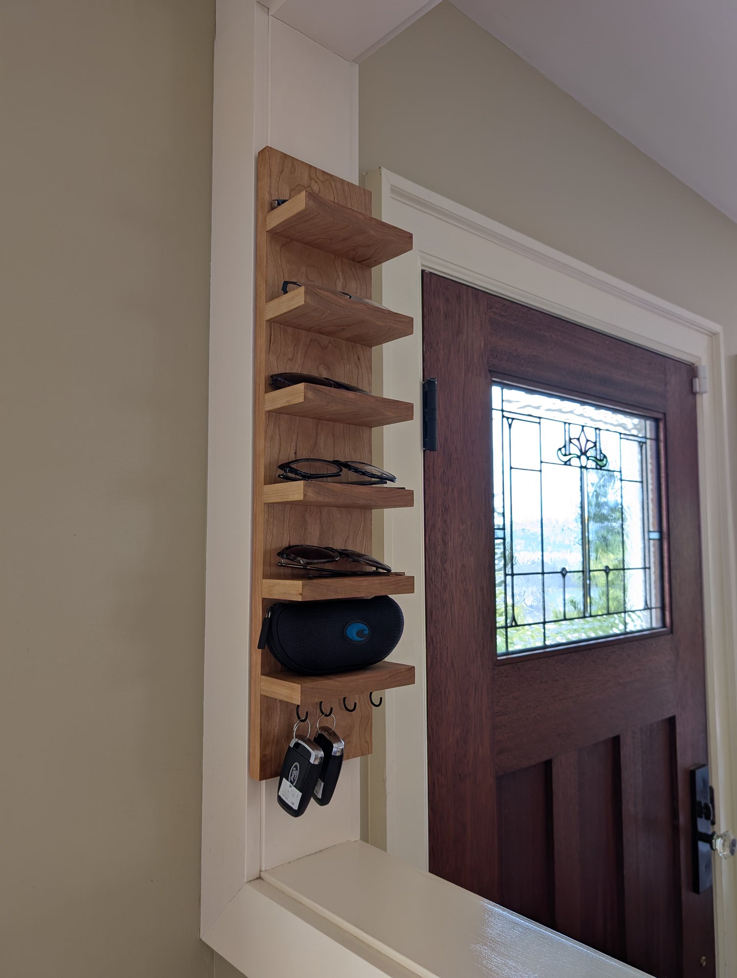 Cherry Wooden Glasses Shelf