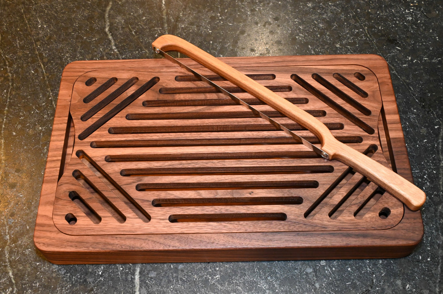 Walnut Bread Cutting board with crumb tray