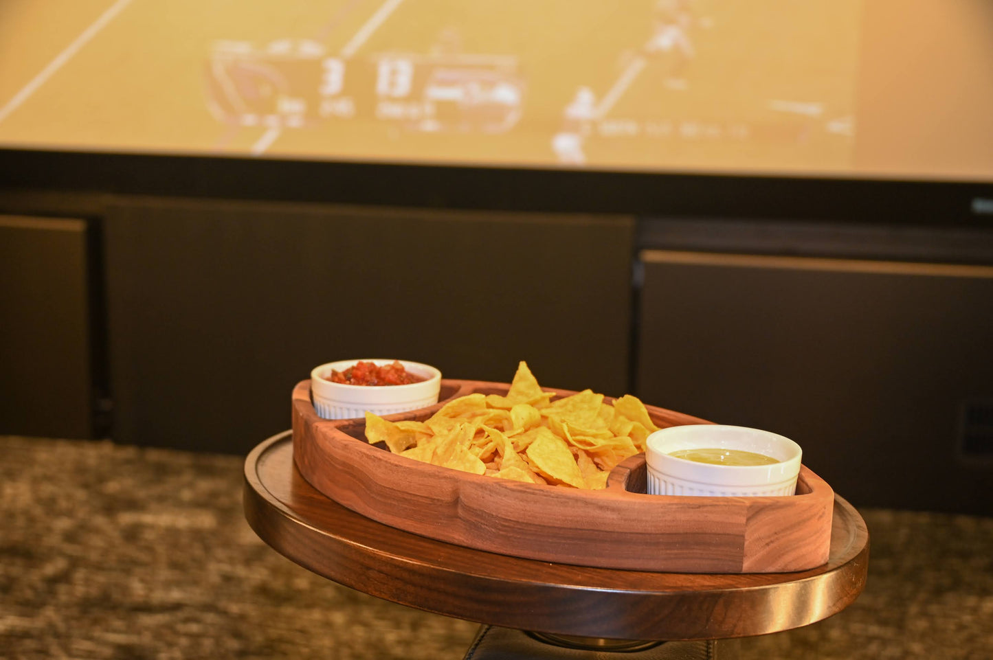 Walnut Football Serving Tray
