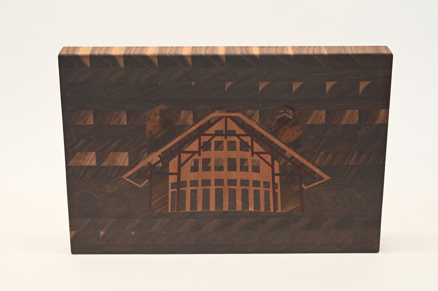 Walnut End Grain Cutting Board with Custom Inlay