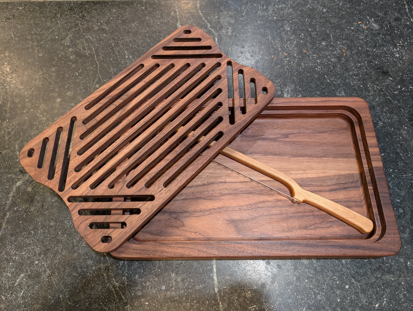 Walnut Bread Cutting board with crumb tray