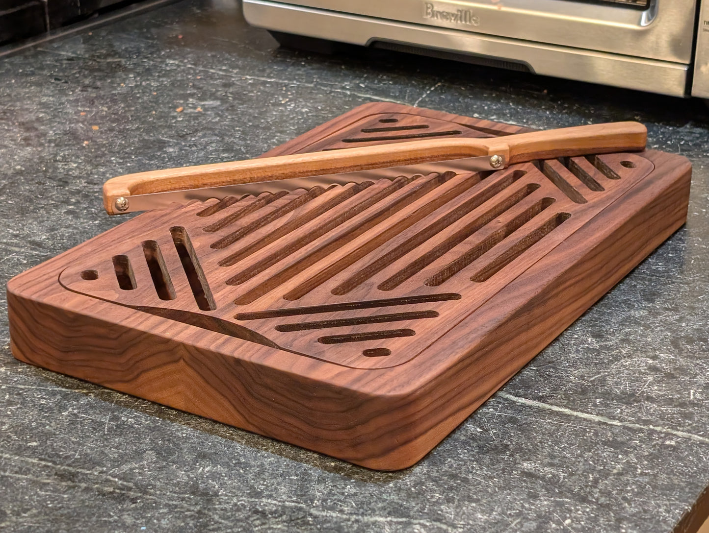 Walnut Bread Cutting board with crumb tray