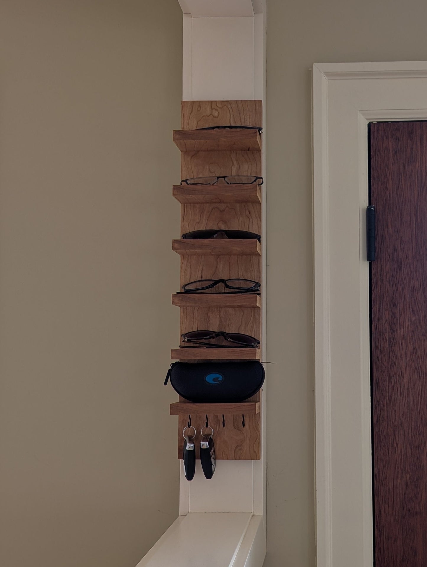 Cherry Wooden Glasses Shelf