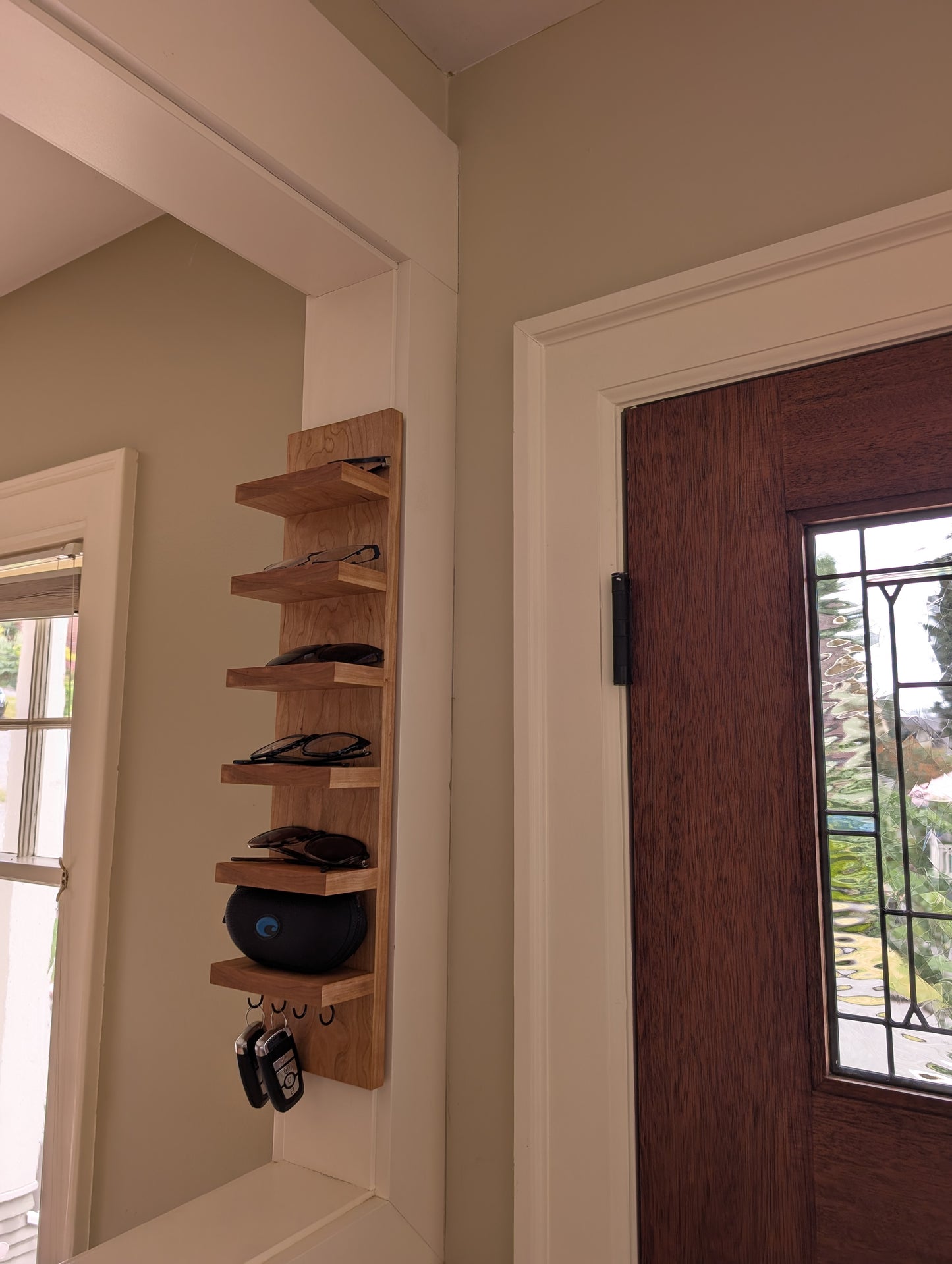 Cherry Wooden Glasses Shelf
