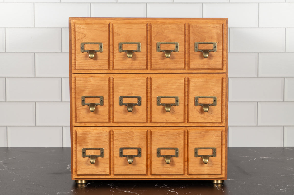 Cherry Hardwood 3 Drawer Trading Card Storage Chest