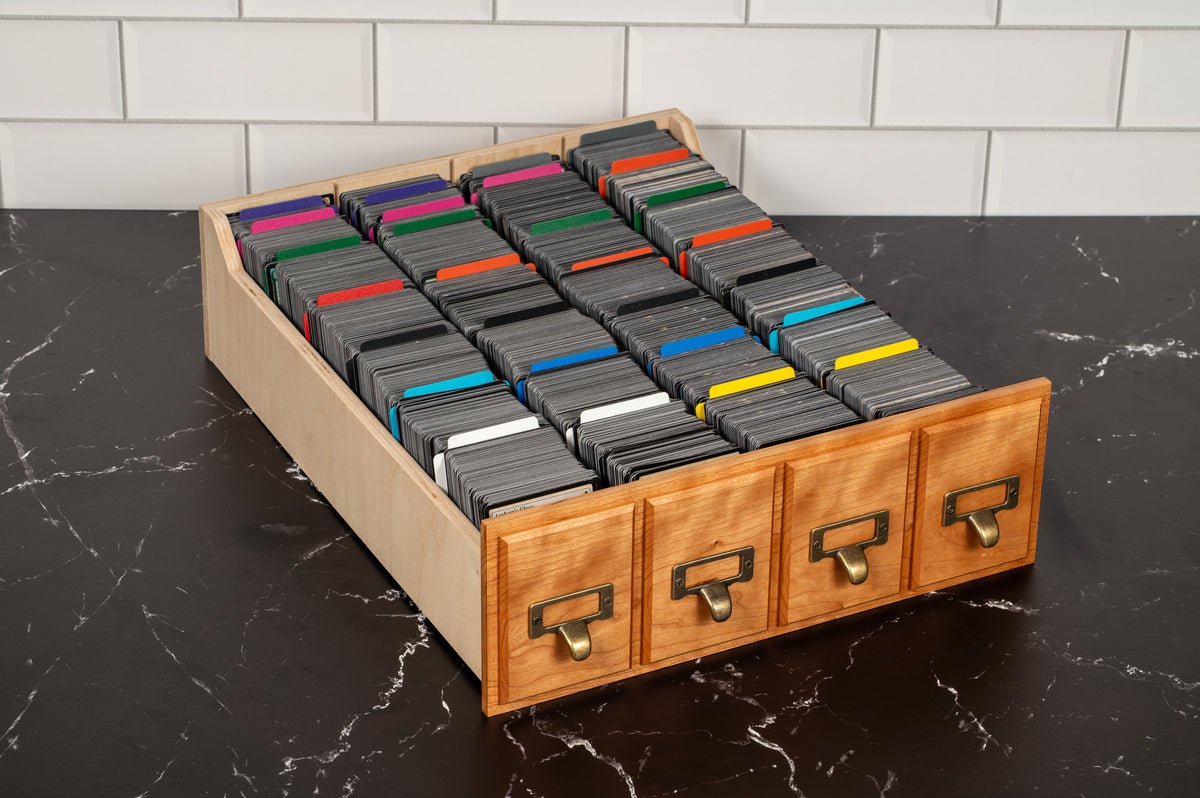 Cherry Hardwood 3 Drawer Trading Card Storage Chest