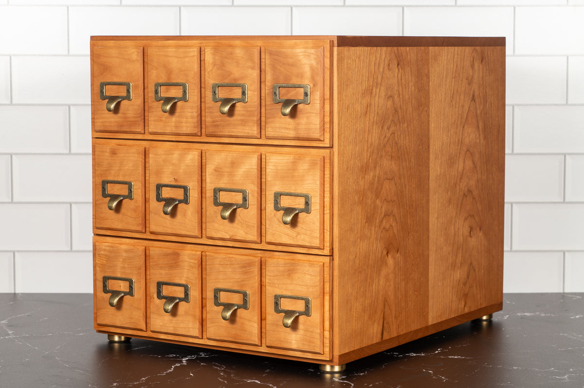 Cherry Hardwood 3 Drawer Trading Card Storage Chest