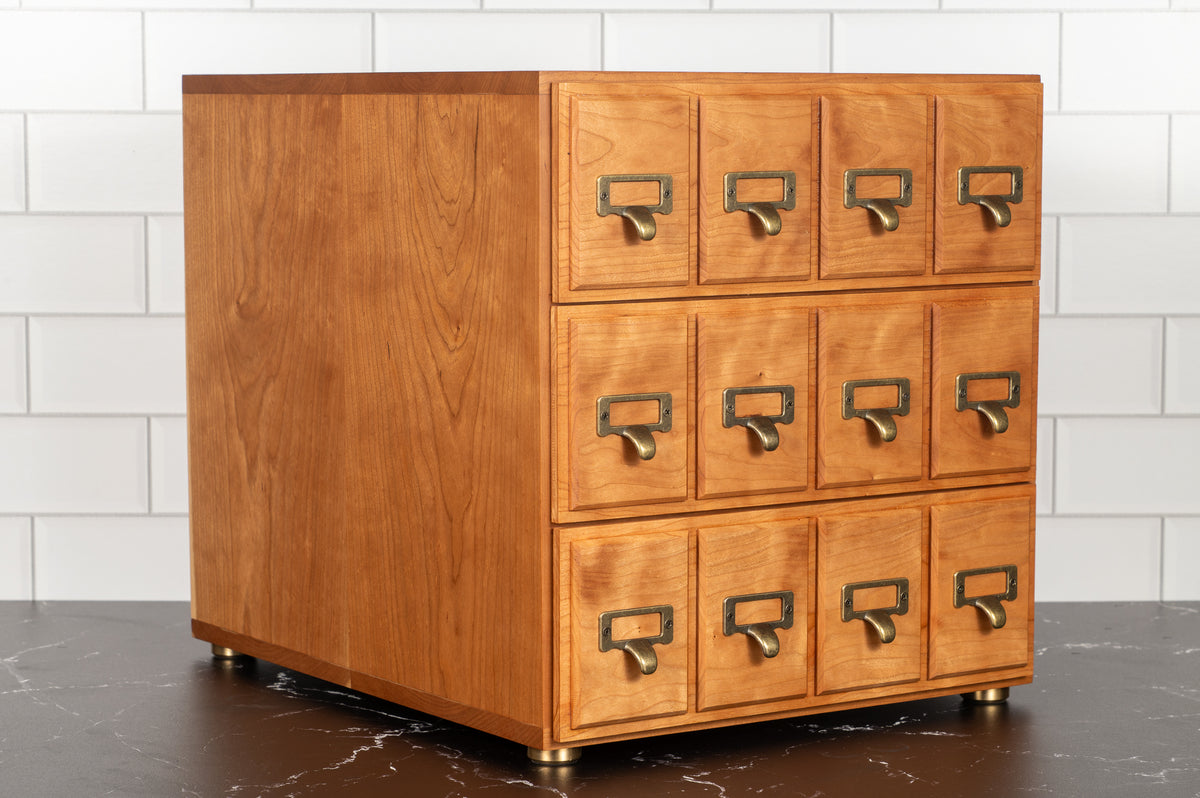 Cherry Hardwood 3 Drawer Trading Card Storage Chest