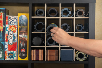 Playmat Storage Organizer - 16 Slot Wooden Grid - TCG Playmat Display for Ikea Kallax