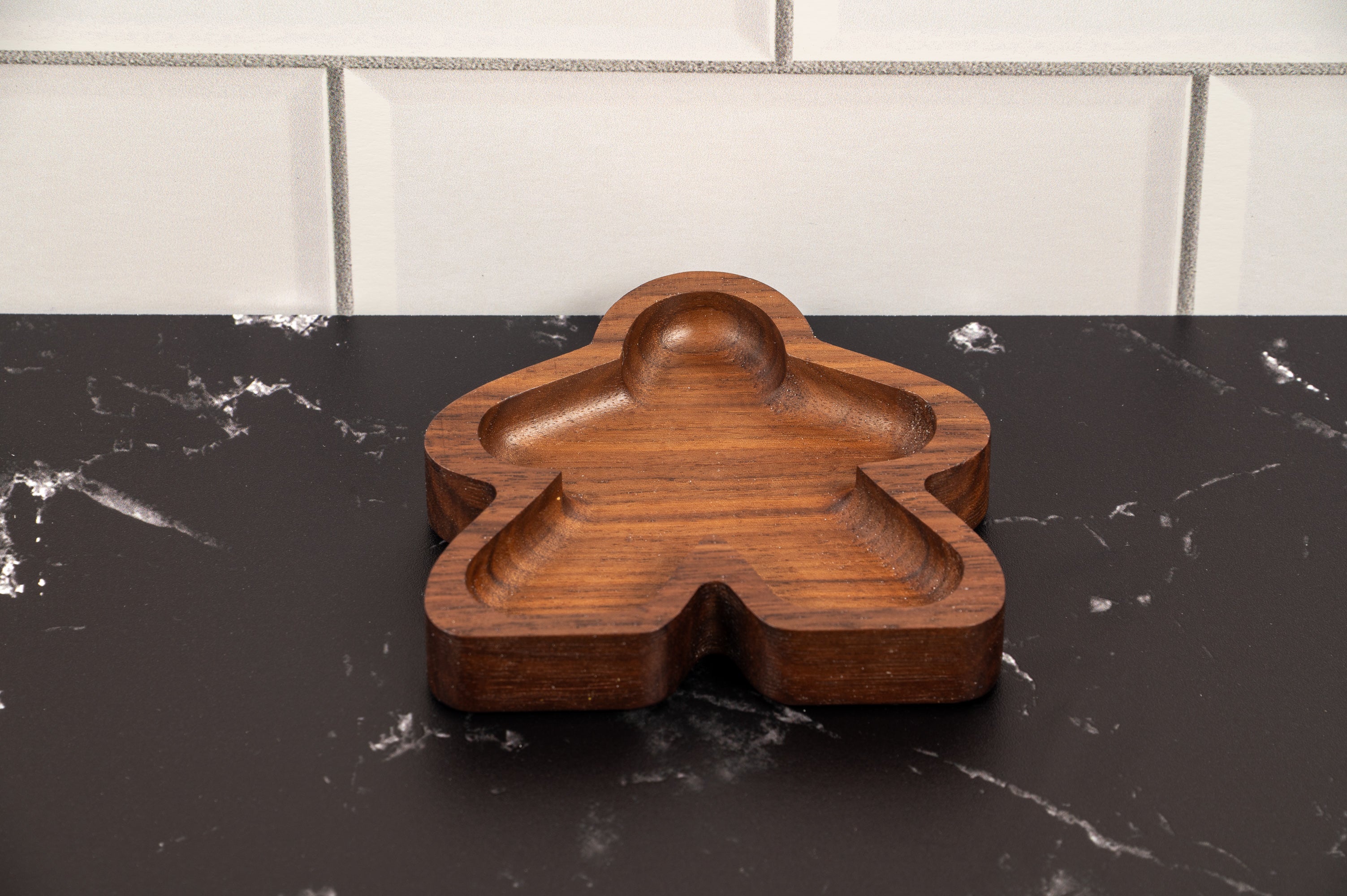 walnut wood meeple board game components tray