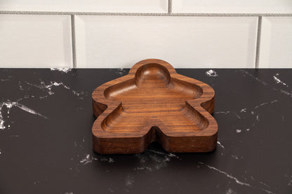 Hardwood Meeple shaped gaming component trays
