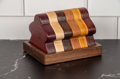 Hardwood Meeple shaped gaming component trays