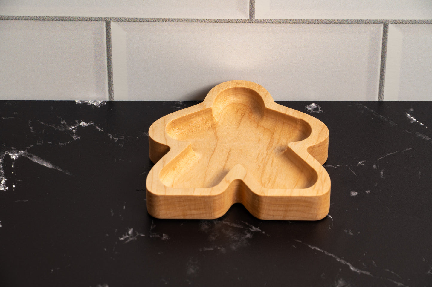 Hardwood Meeple shaped gaming component trays