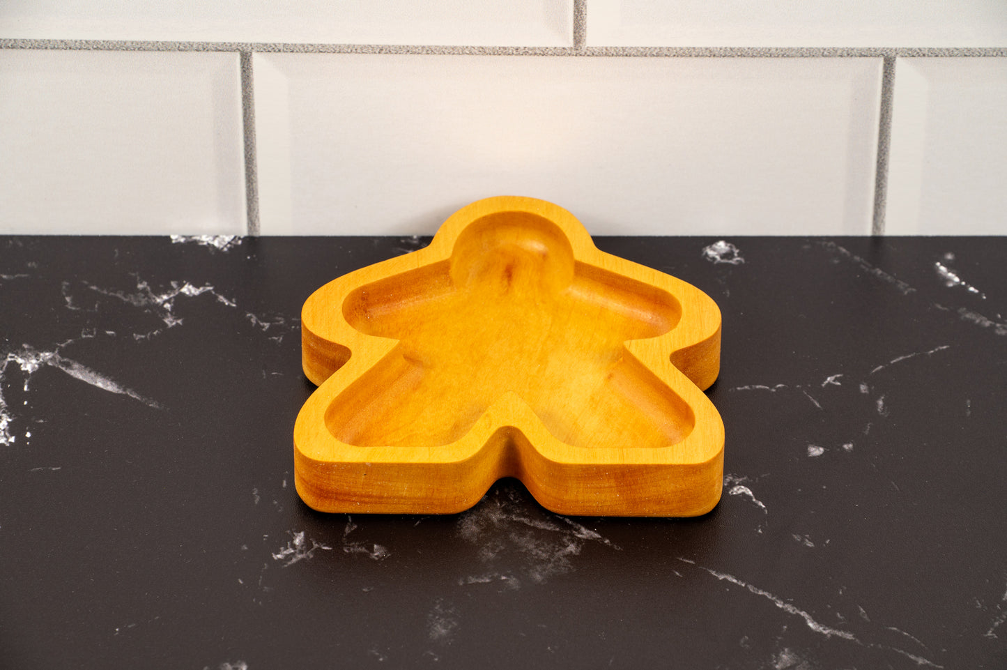 Hardwood Meeple shaped gaming component trays