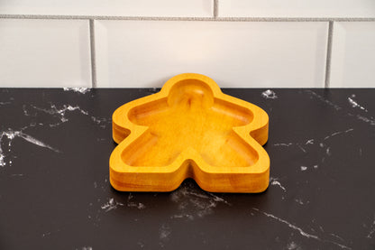 Hardwood Meeple shaped gaming component trays