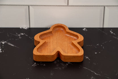 Hardwood Meeple shaped gaming component trays